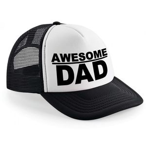 Zwart/ wit Awesome dad snapback cap/ truckers pet heren - Vaderdag petjes