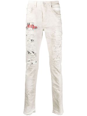 Purple Brand jean cigarette à effet taches de peinture - Blanc