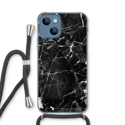 Zwart Marmer 2: iPhone 13 mini Transparant Hoesje met koord