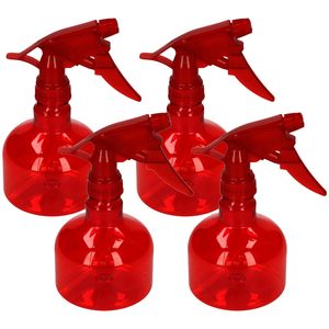 Waterverstuiver/plantenspuit - 4x stuks - rood - 330 ml