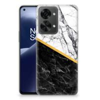 OnePlus Nord 2T | TPU | Siliconen hoesje | Marmer Wit Zwart - Origineel Cadeau Man