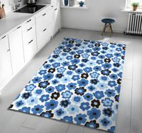 Blauwe klaproos vinyl tapijt bloemen en planten