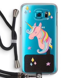 Roze eenhoorn: Samsung Galaxy S6 Transparant Hoesje met koord