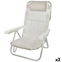 Klapstoel met Hoofdsteun Aktive Ibiza Beige 48 x 84 x 46 cm (2 Stuks)