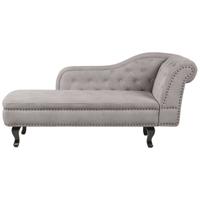 Beliani NIMES - Chaise longue-Beige-Fluweel - thumbnail