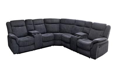 Cinema fauteuil HOLLYWOD 5-zits met gestructureerde stof, donkergrijs - 47588