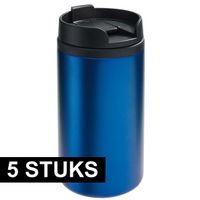 5x Thermosbekers/warmhoudbekers metallic blauw 290 ml