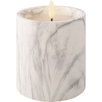 Ledkaars Marble wit 12,5cm hoog - thumbnail