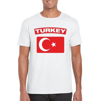 Turkije supporters t-shirt - met vlag print - wit - voor heren - landen - kleding
