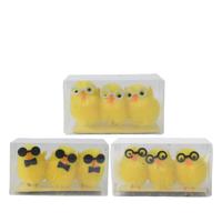 Decoris Kuiken chenille met bril h4cm 3-delig