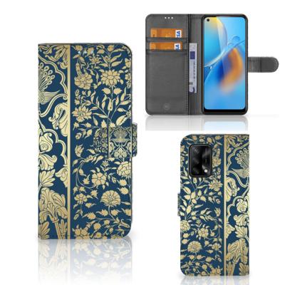 OPPO A74 4G Hoesje Beige Flowers | Portemonnee hoesje