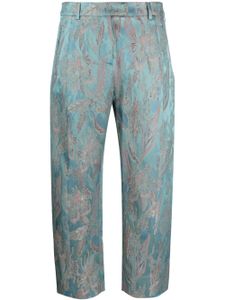 Alberto Biani pantalon court à fleurs en jacquard - Bleu