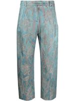 Alberto Biani pantalon court à fleurs en jacquard - Bleu - thumbnail