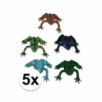 Plastic kikker - 5x - 5 cm - fop - speelgoed - kikkers - feestartikel - dieren - amfibiën