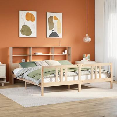 Bed met boekenkast zonder matras massief grenenhout 180x200 cm