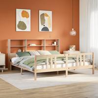 Bed met boekenkast zonder matras massief grenenhout 180x200 cm
