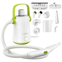 Handstoomreiniger 1000 W en 300 ml Watercapaciteit en 10 Accessoiresets Stoomreiniger voor Alles Tapijten Ramen Bekleding Groen + Wit
