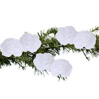 6x stuks decoratie bloemen rozen wit op clip 9 cm - thumbnail