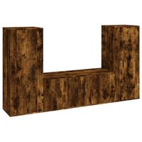 The Living Store Tv-meubelset - Gerookt eiken - 40 x 34.5 x 100 cm - 100 x 34.5 x 40 cm