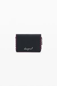 Kleine portemonnee met gevlochten leerlook - BLACK - U