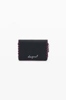 Kleine portemonnee met gevlochten leerlook - BLACK - U
