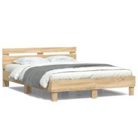 Bedframe met hoofdeinde en LED sonoma eikenkleurig 150x200 cm