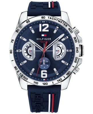 Tommy Hilfiger marineblauw siliconen bandhorloge voor heren, 46 mm