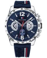 Tommy Hilfiger marineblauw siliconen bandhorloge voor heren, 46 mm
