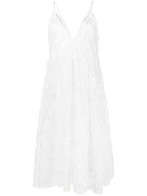 Agua By Agua Bendita robe mi-longue à fleurs brodées - Blanc