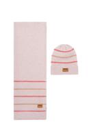 NoNo winter sjaal + muts set meisjes - roze - Razz - gestreept, gebreid