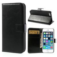 iPhone 5/5S portemonnee hoesje zwart leder - thumbnail