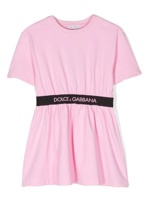 Dolce & Gabbana Kids robe à logo imprimé - Rose