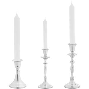 Kaarsen kandelaars set 3x stuks - metaal - voor dinerkaarsen - zilver - H23/H20/H11 cm