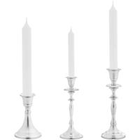 Kaarsen kandelaars set 3x stuks - metaal - voor dinerkaarsen - zilver - H23/H20/H11 cm