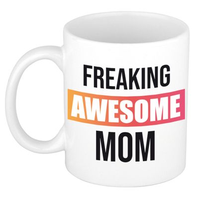 Moeder cadeau mok / beker freaking awesome mom gekleurd kader Moeder cadeau mok / beker freaking awesome mom gekleurd kader