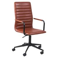Leen Bakker - Bureaustoel Horda - Cognackleur - Lederlook/Metaal - Bruin - 45x103x58 Cm