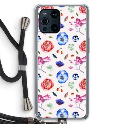 Bloemetjes: Oppo Find X3 Pro Transparant Hoesje met koord