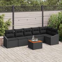 Tuinbankenset met opslag 7 pcs Zwart poly rattan