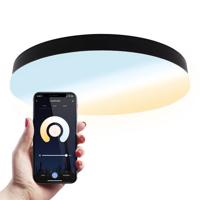 Lumi smart plafondlamp - 16 Watt 1500 lumen - Ø30cm - IP54 waterdicht - CCT 2700K-6500K - Wifi + Bluetooth - Google Home, Amazon Alexa en Siri - Zwart - Badkamerlamp