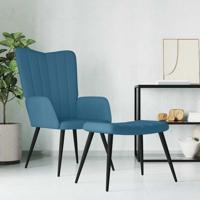 Relaxstoel met voetenbank fluweel blauw
