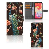 Samsung Galaxy A04e | Telefoonhoesje | Met pasjeshouder | Pauw met Bloemen Samsung Galaxy A04e | Telefoonhoesje | Met pasjeshouder | Pauw met Bloemen