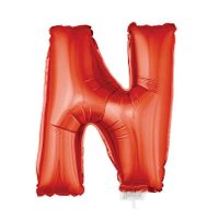 Rode opblaas letter ballon N op stokje 41 cm - thumbnail