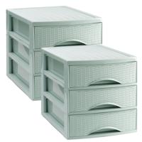 Ladekastje bureau organizer SORTED - 2x - 3 lades - groen - L26 x B35 x H28 cm - kunststof