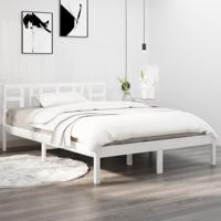 Bedframe massief hout wit 150x200 cm