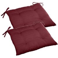 Set van 2x stuks stoelkussens voor binnen en buiten in de kleur bordeaux rood 40 x 40 x 4 cm - tuinstoelkussens - thumbnail