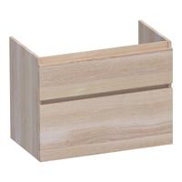 Brauer Delight - Onderkast - 80 cm - met 2 Softclose Lades Greeploos en 1 Sifon Uitsparing - Lamellen Eiken Wit