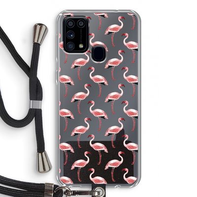 Flamingoprint groen: Samsung Galaxy M31 Transparant Hoesje met koord