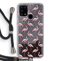 Flamingoprint groen: Samsung Galaxy M31 Transparant Hoesje met koord