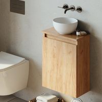 Fontana Bano toiletmeubel warm eiken 40x22cm met glans witte waskom - thumbnail