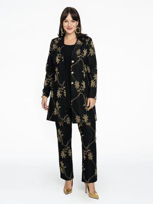 Yoek Pantalon LUREX FLOWER | Zwart | Maat 54/56